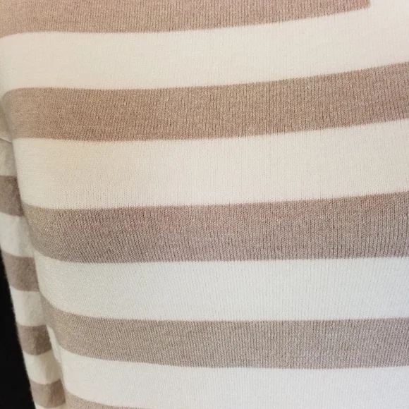 Vita Milano taupe and white stripes long sleeved sweater S - Picture 6 of 6